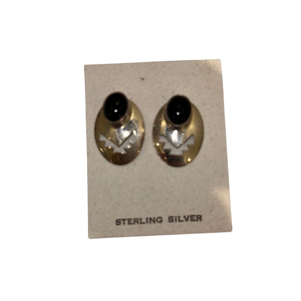 Elegant Sterling Silver and Black Earrings